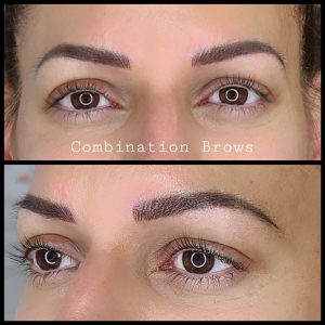 before and after photo of eyebrow tattoo