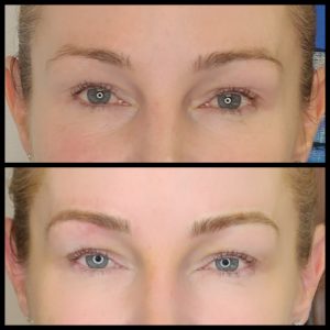 before and after photo of eyebrow tattoo
