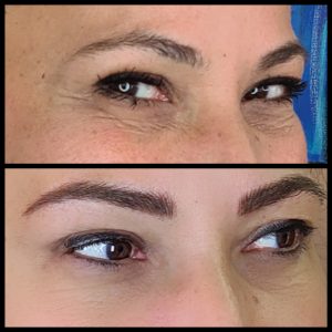 before and after photo of eyebrow tattoo